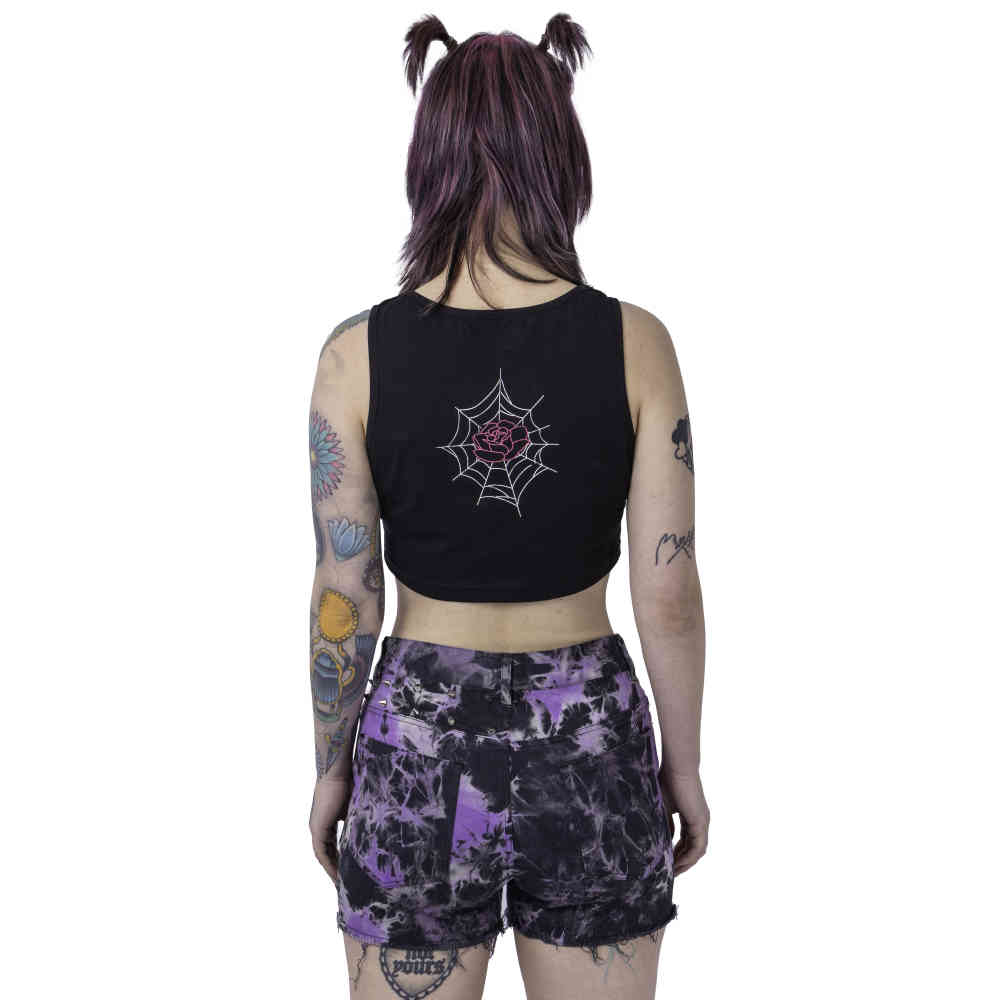 Rockabella - BLACK WIDOW Crop top - Noir